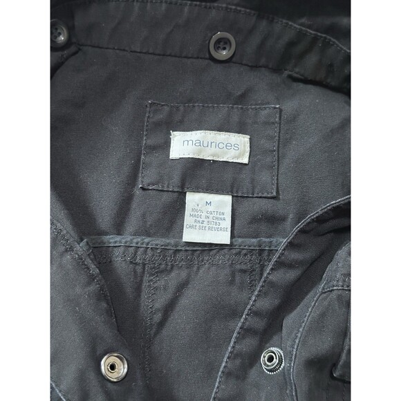 Maurices Utility Field Jacket Women Size M Y2K Black Cargo Gorpcore Snap Casual - Picture 6 of 8